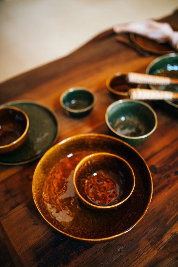 Pomax SPIRO - Ontbijtkom - Steengoed - DIA 13 X H 6 Cm - Donkergroen