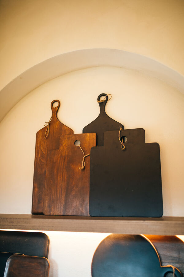 Pomax STANFORD - Serveerplank - Mango Hout / Jute - L 47 X W 38 X H 1 Cm - Zwart