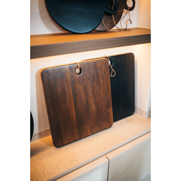 Pomax STANFORD - Serveerplank - Mango Hout / Jute - L 55 X W 50 X H 2 5 Cm - Bruin