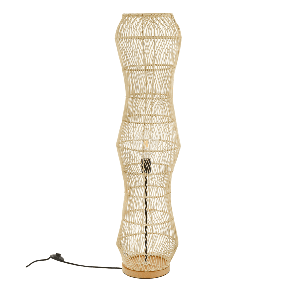 pomax SURYA - vloerlamp - hout / rotan - DIA 25 x H 100 cm - wit pomax SURYA - vloerlamp - hout / rotan - DIA 25 x H 100 cm - wit