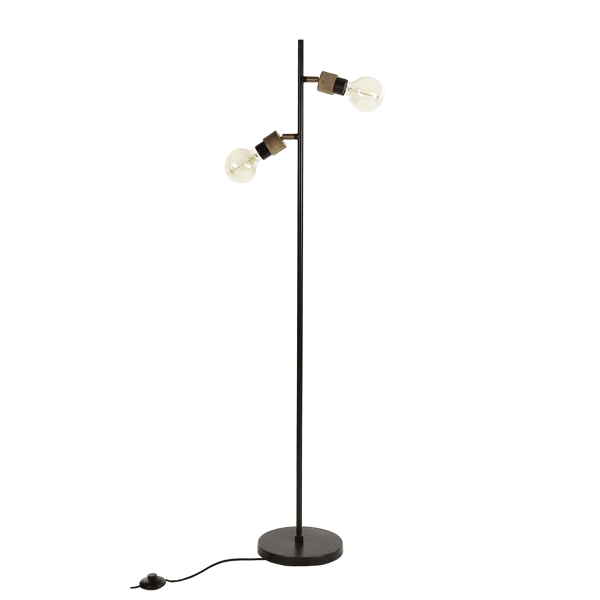 pomax SUSAN - staanlamp - metaal / mangohout - H 143 cm - zwart