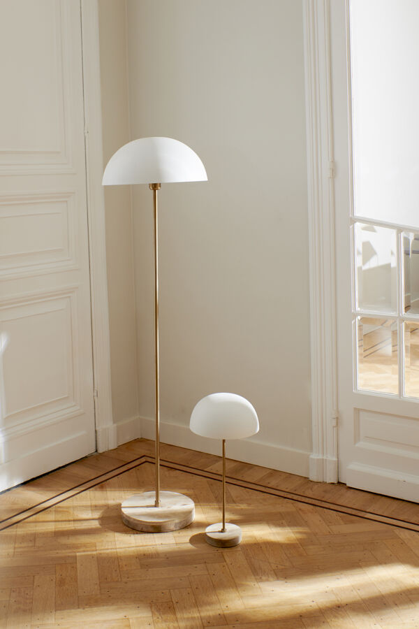 Pomax SUZETTE - Vloerlamp - Ijzer / Mangohout - DIA 39 X H 144 Cm - Wit