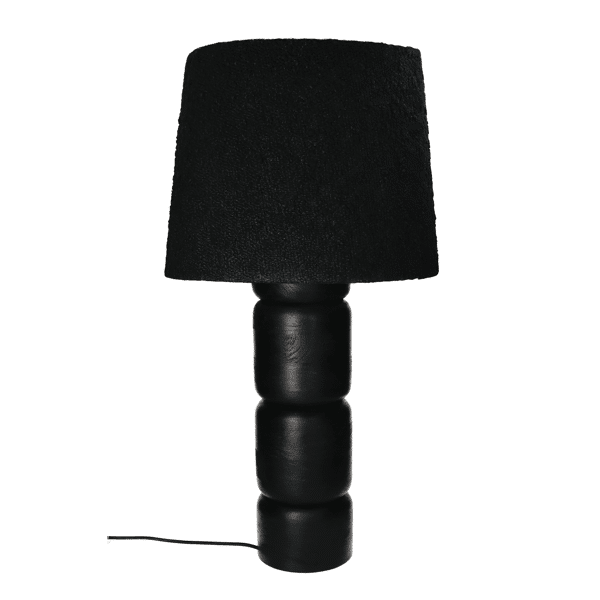 pomax TRENTO - tafellamp - mango hout / stof - DIA 41 x H 77 cm - zwart