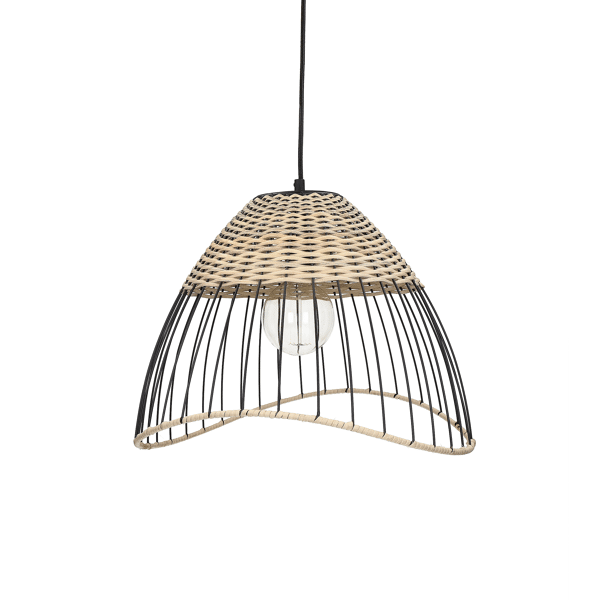 pomax TRIX - hanglamp - metaal / rotan - DIA 42 x H 28 cm - naturel/zwart