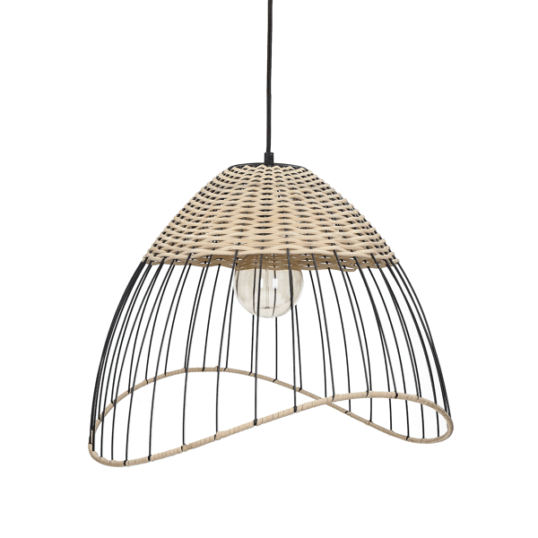 pomax TRIX - hanglamp - metaal / rotan - DIA 48 x H 32 cm - naturel/zwart