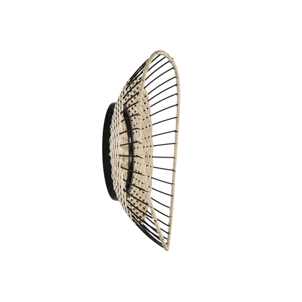 Pomax TRIX - Spiegel - Metaal / Rotan - DIA 40 X H 12 Cm - Naturel/zwart
