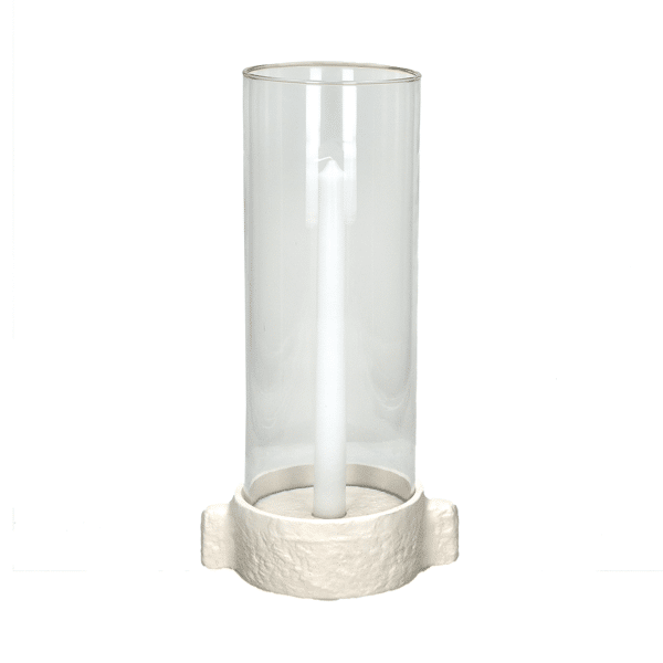 pomax TRULLI - kandelaar - aluminium / glas - L 17 x W 12 5 x H 35 cm - gebroken wit