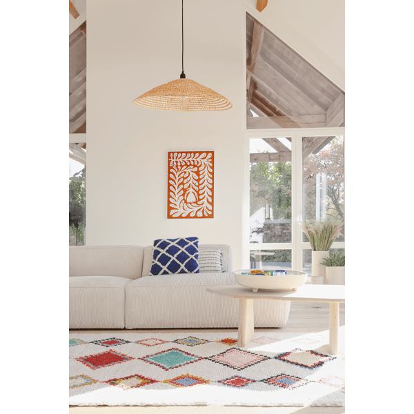 Pomax UZES - Hanglamp - Rotan / Metaal - DIA 70 X H 20 Cm - Naturel