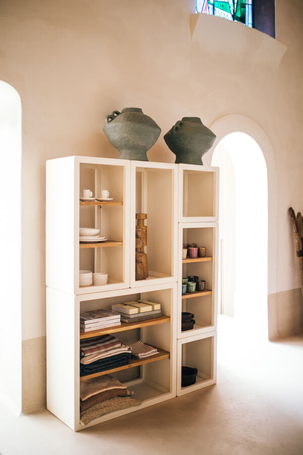 Pomax VERONA - Rek 2 Schappen - Kalkpleister / Acacia Hout - L 45 X W 40 X H 90 Cm - Gebroken Wit