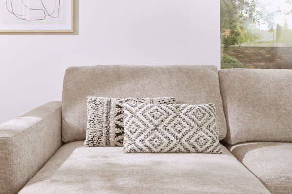 Pomax VERSO - Kussen - Katoen / Viscose - L 50 X W 30 Cm - Zwart/wit