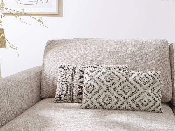 Pomax VERSO - Kussen - Katoen / Viscose - L 50 X W 30 Cm - Zwart/wit