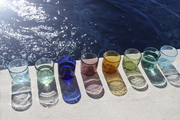 Pomax VICO - Waterglas - Glas - DIA 8 X H 8 2 Cm - Donker Aqua