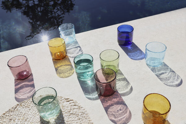 Pomax VICO - Waterglas - Glas - DIA 8 X H 8 2 Cm - Licht Blauw