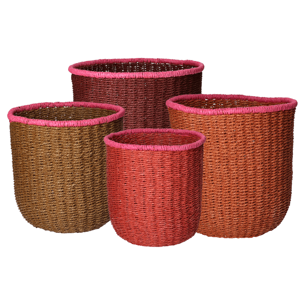 pomax WARNA - set/4 manden - papier / zeegras - DIA 21/24/27/30 x H 21/24/27/30 cm - roest