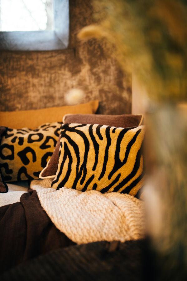 Pomax WILDLIFE - Kussen - Katoen / Linnen - L 50 X W 30 Cm - Donkerbruin