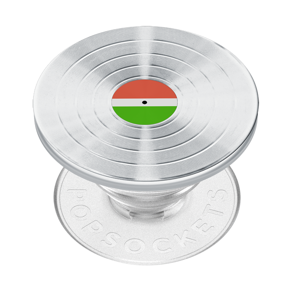 popsockets Backspin Aluminum 45rpm Silver Adhesive PopGrip