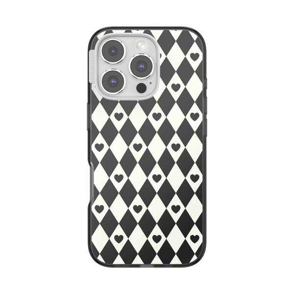 popsockets Harlequin Hearts Black iPhone 16 Pro MagSafe Case