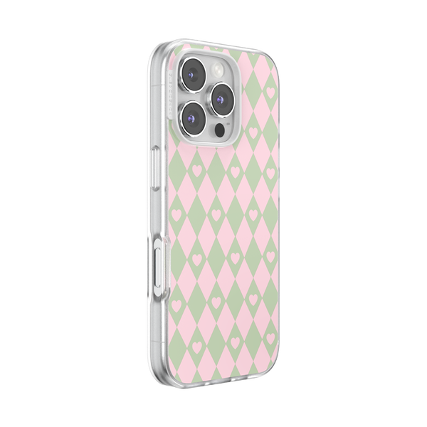 Popsockets Harlequin Hearts Pink IPhone 16 Pro MagSafe Case