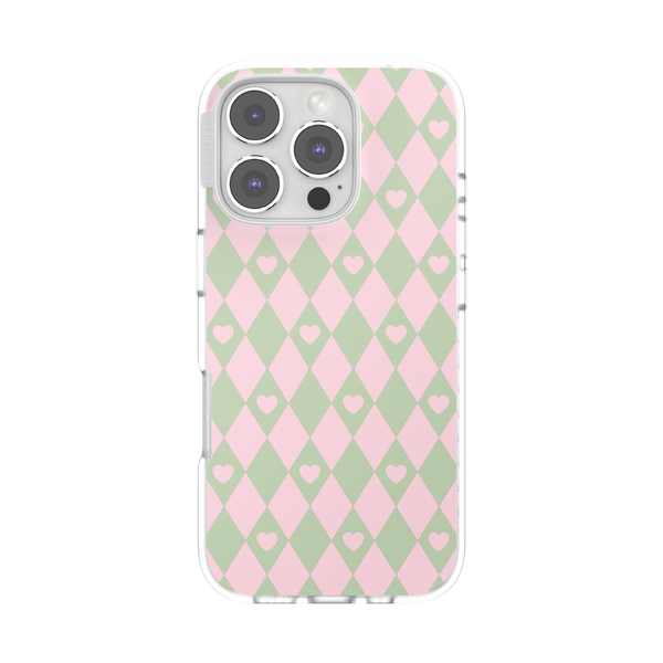 popsockets Harlequin Hearts Pink iPhone 16 Pro MagSafe Case