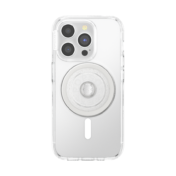 Popsockets Clear Glitter Silver MagSafe Round Base