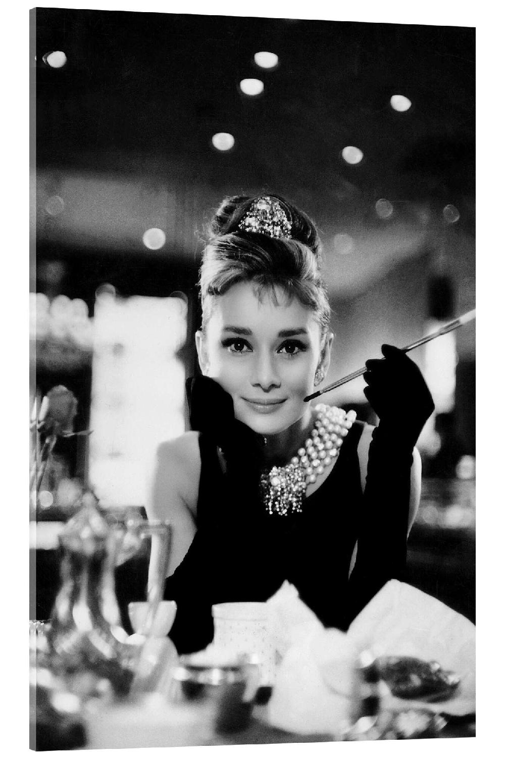 posterlounge Acrylglas print Audrey Hepburn in Diamanten bij het ontbijt
