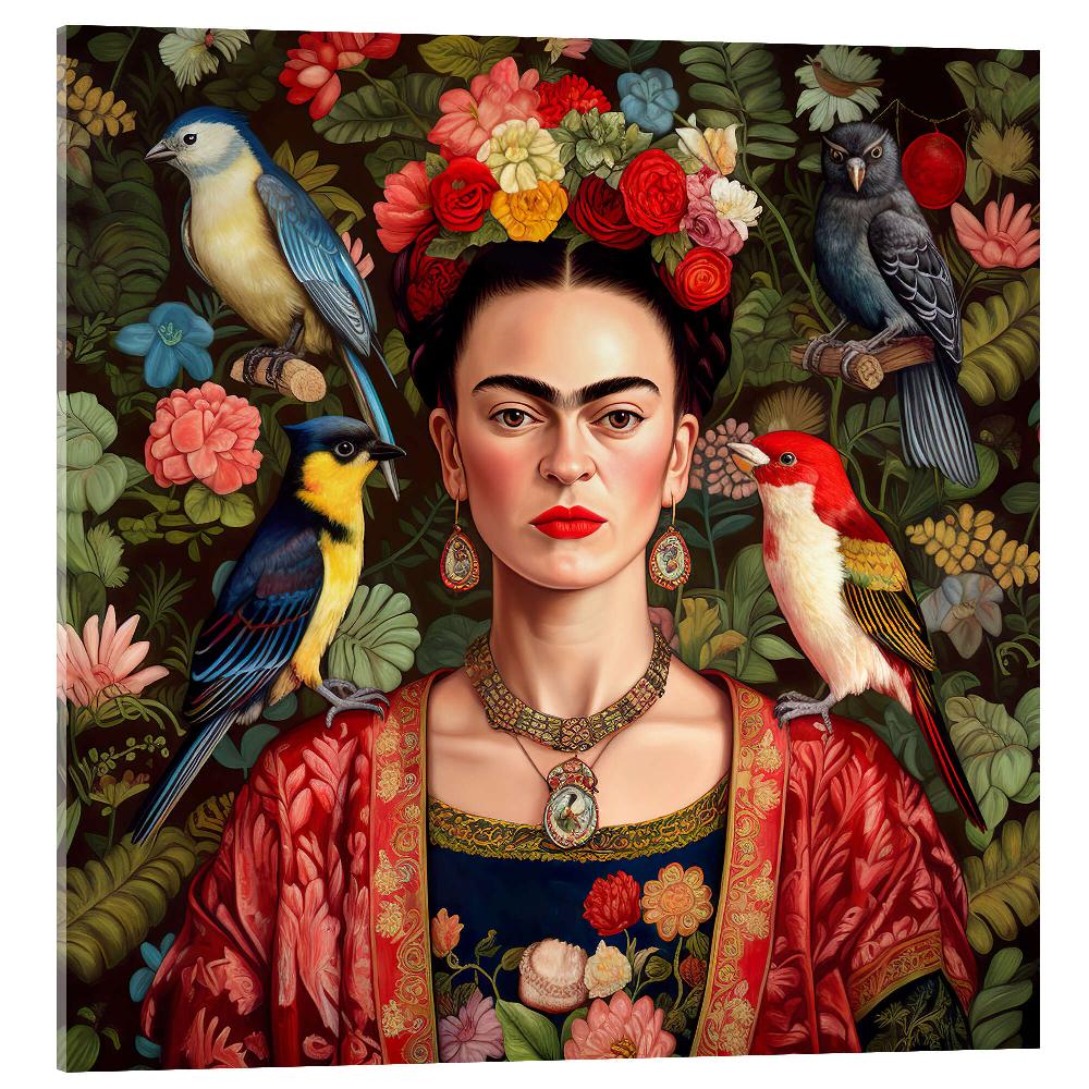 posterlounge Acrylglas print Frida Kahlo with Exotic Birds