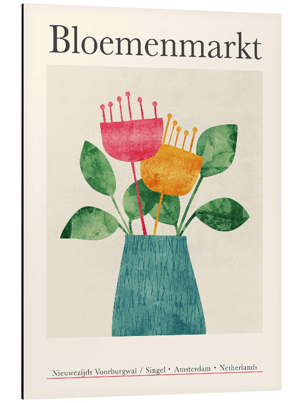 posterlounge Aluminium print Flower Market - Bloemenmarkt Amsterdam
