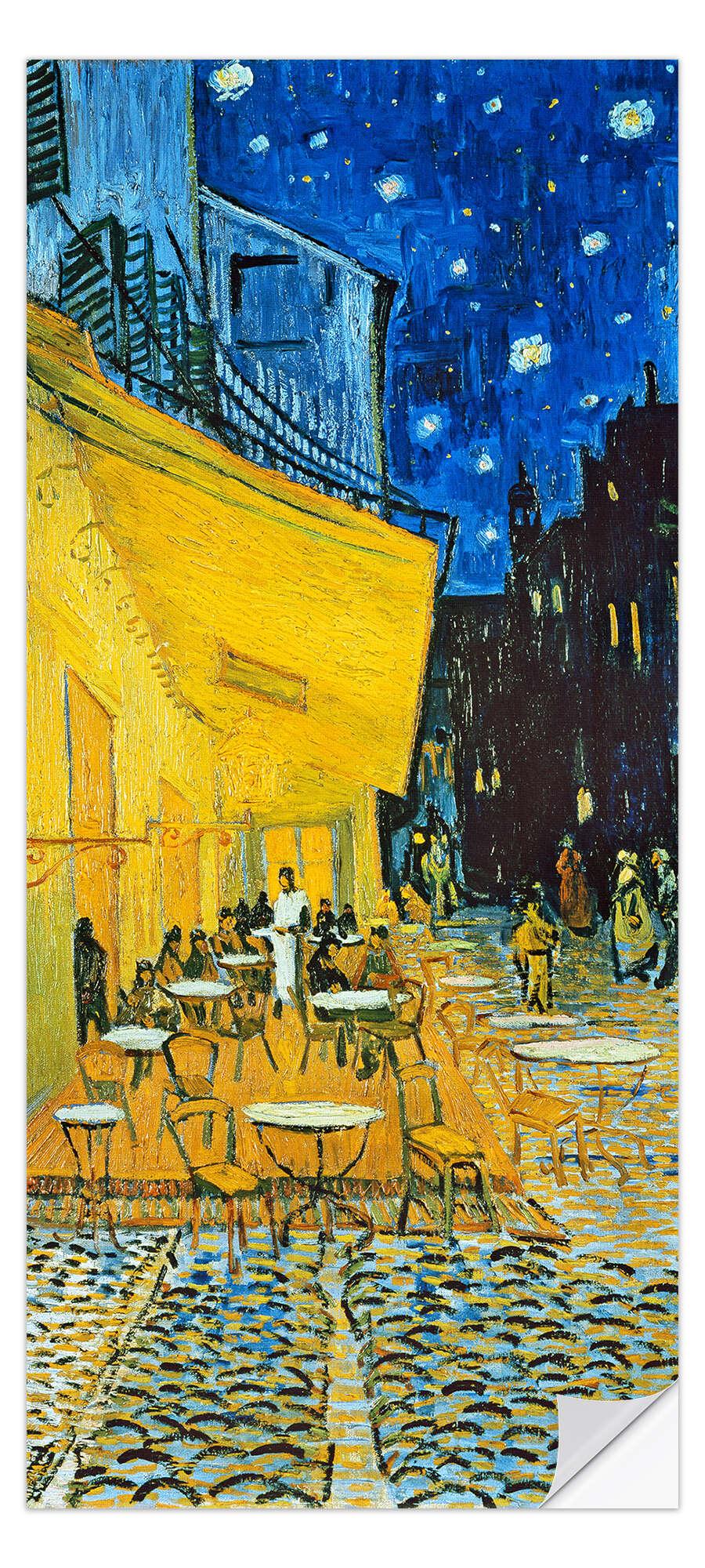 posterlounge Deursticker Caféterras bij nacht (Place du Forum)