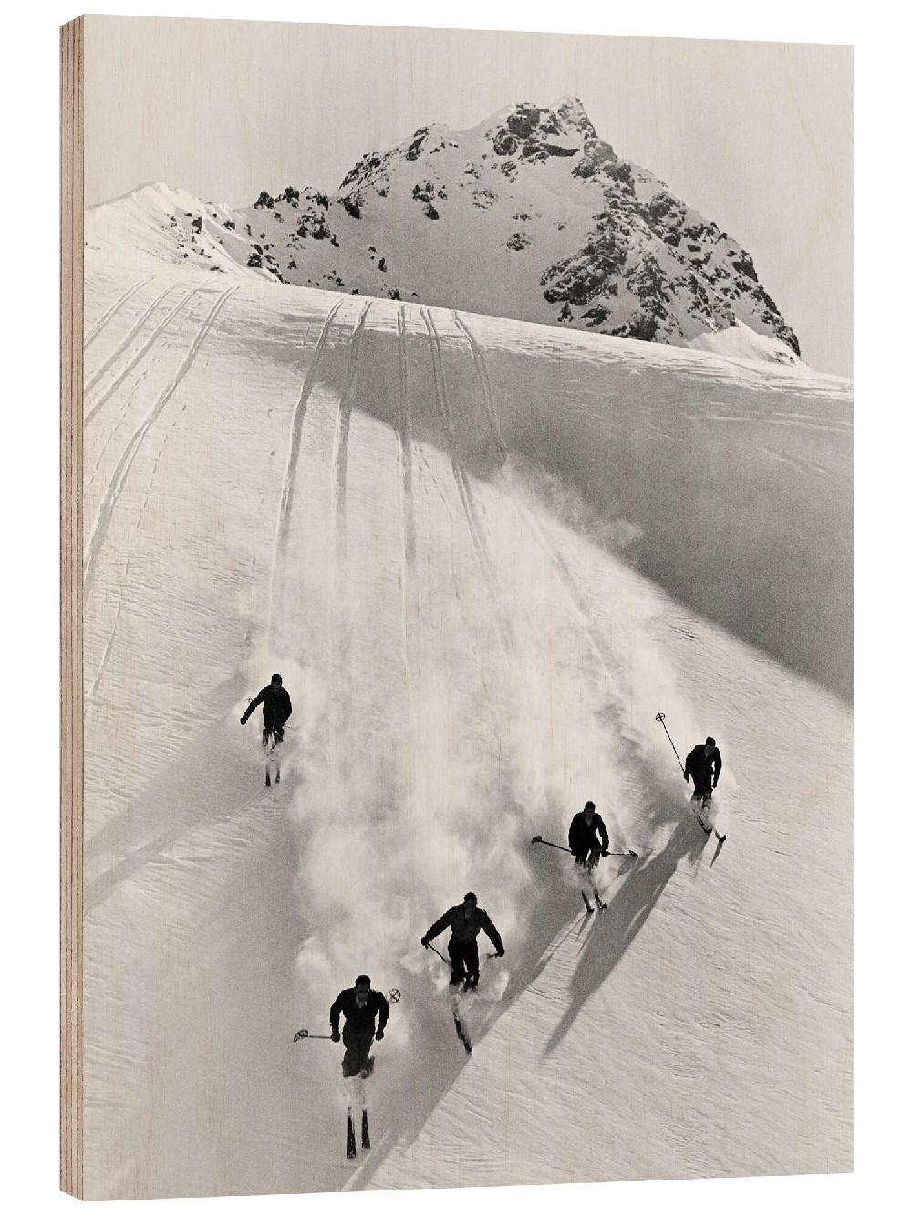 posterlounge Hout print Afdaling in de Zwitserse alpen