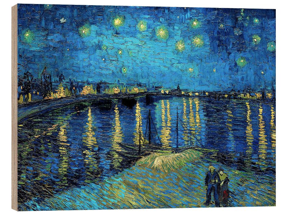 posterlounge Hout print Sterrennacht boven de Rhône