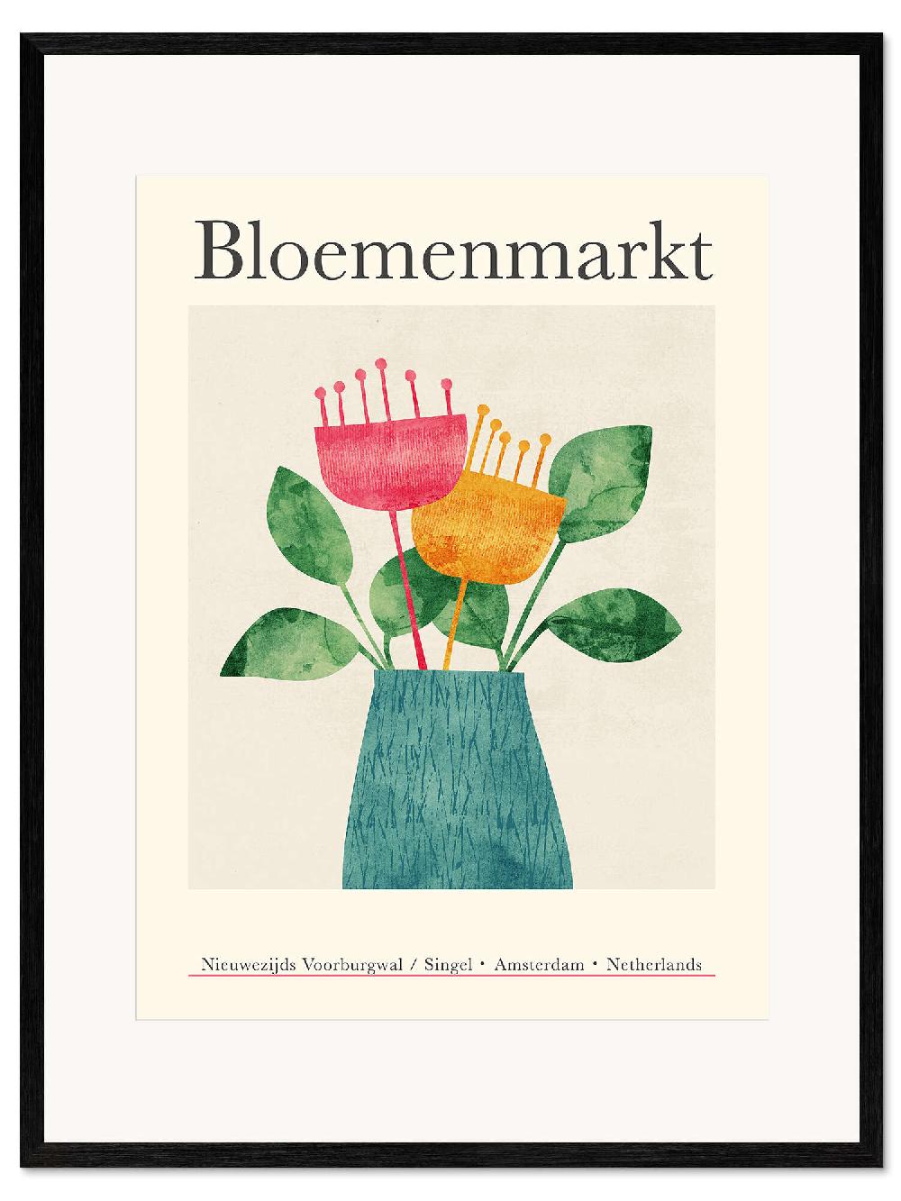 posterlounge Ingelijste kunstdruk Flower Market - Bloemenmarkt Amsterdam