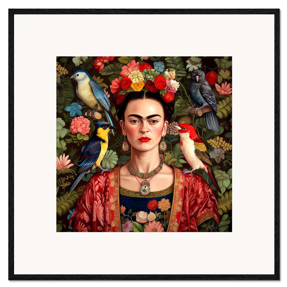 posterlounge Ingelijste kunstdruk Frida Kahlo with Exotic Birds