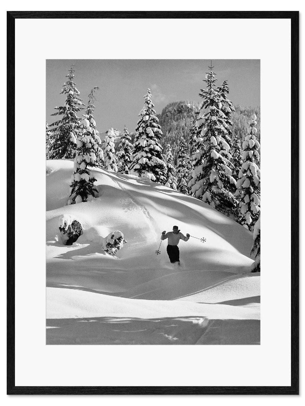 posterlounge Ingelijste kunstdruk Skier in The Snow