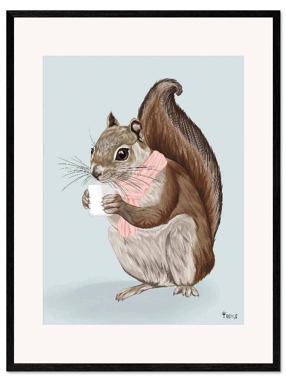posterlounge Ingelijste kunstdruk Teatime with Squirrel
