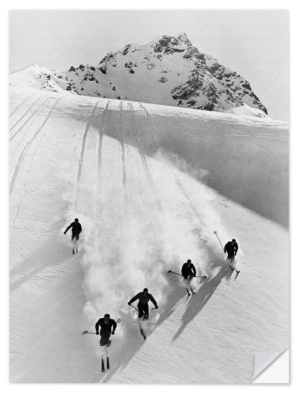 posterlounge Muursticker Afdaling in de Zwitserse alpen