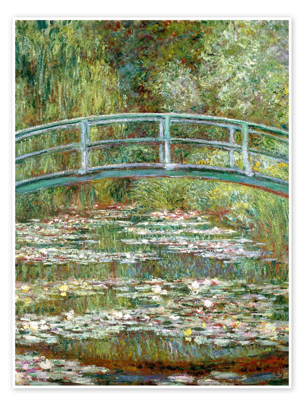 posterlounge Poster Bridge Over a Pond of Water Lilies