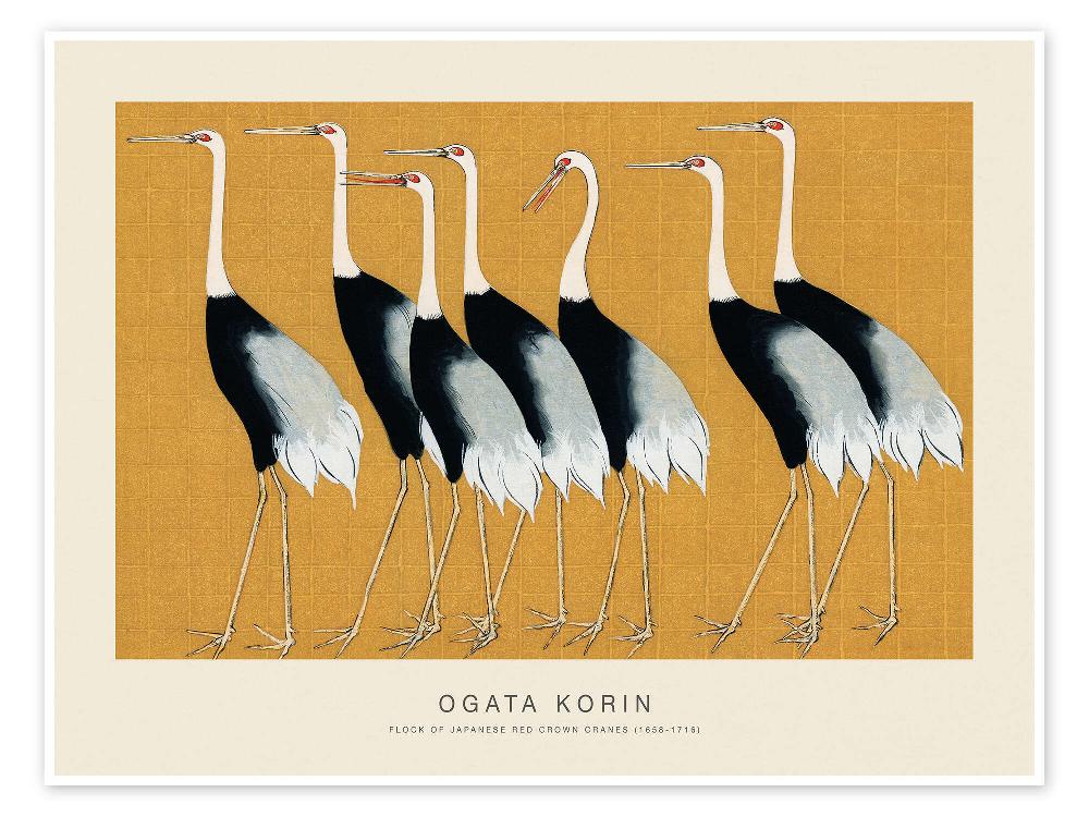 posterlounge Poster Flock of Japanese Red Crown Cranes