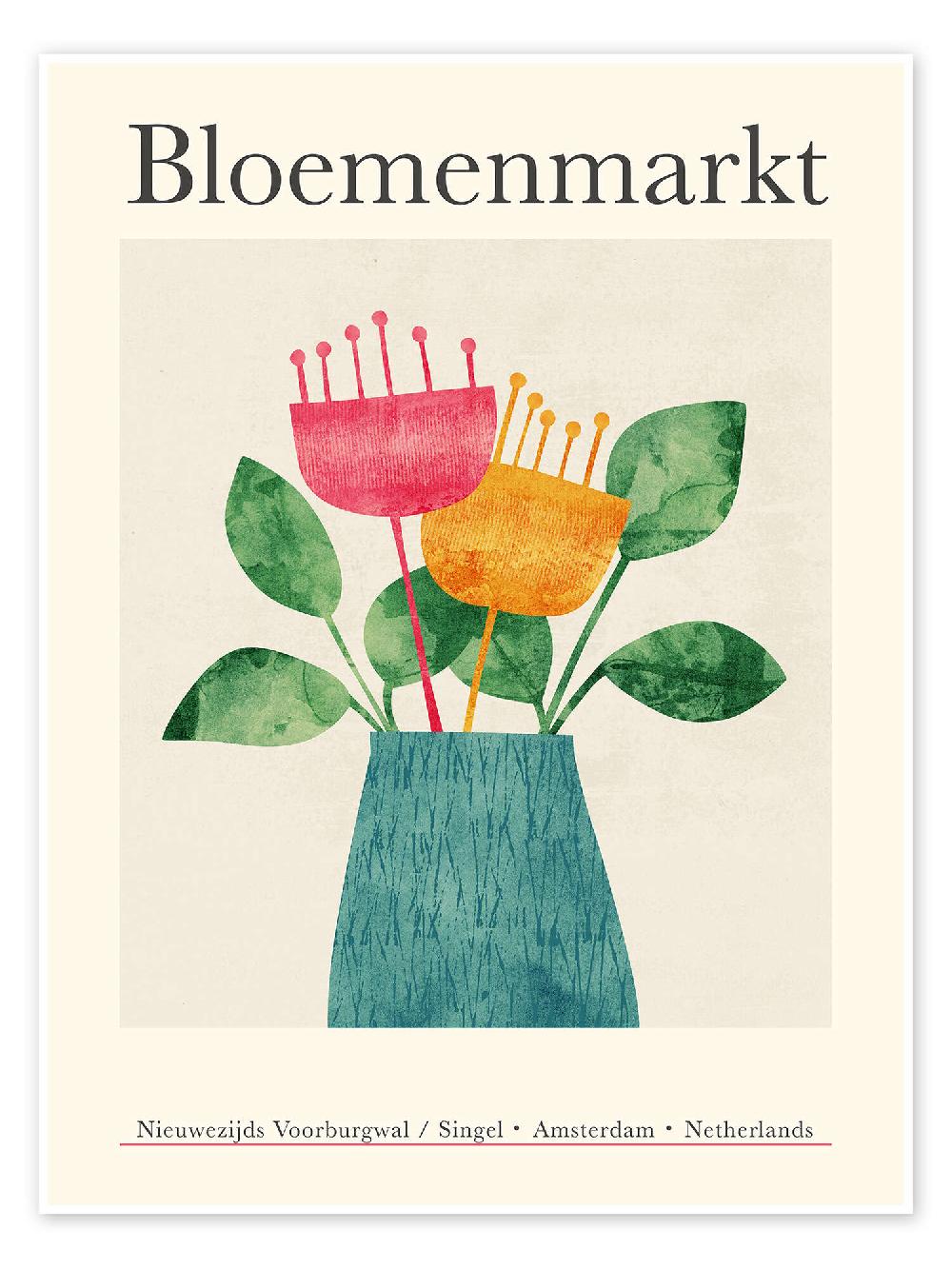 posterlounge Poster Flower Market - Bloemenmarkt Amsterdam
