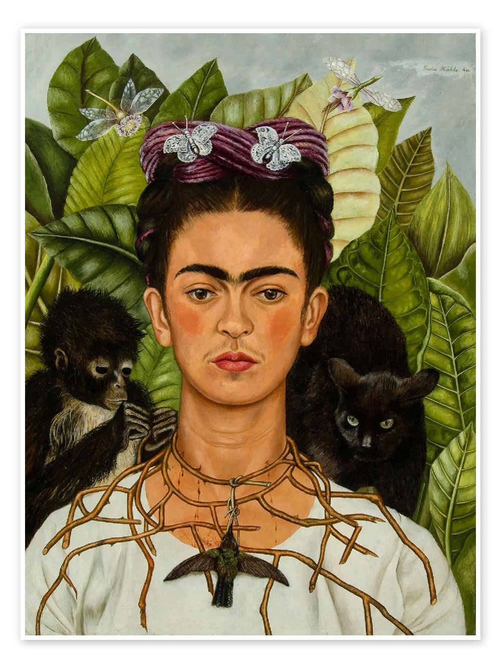 posterlounge Poster Self-Portrait With Thorn Necklace and Hummingbird 1940