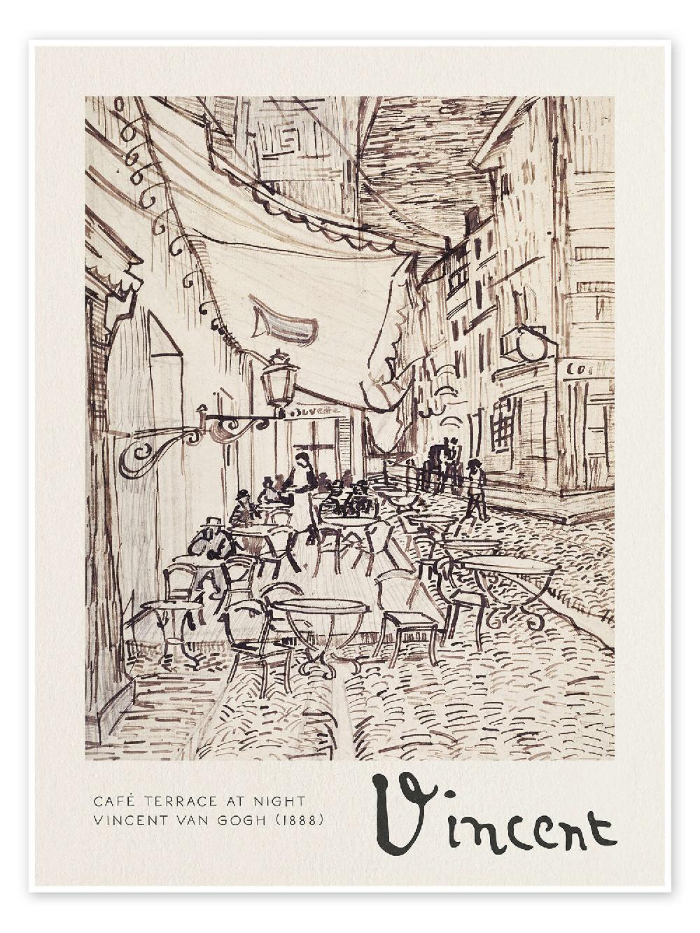 posterlounge Poster Study Sketch for Café Terrace at Night 1888