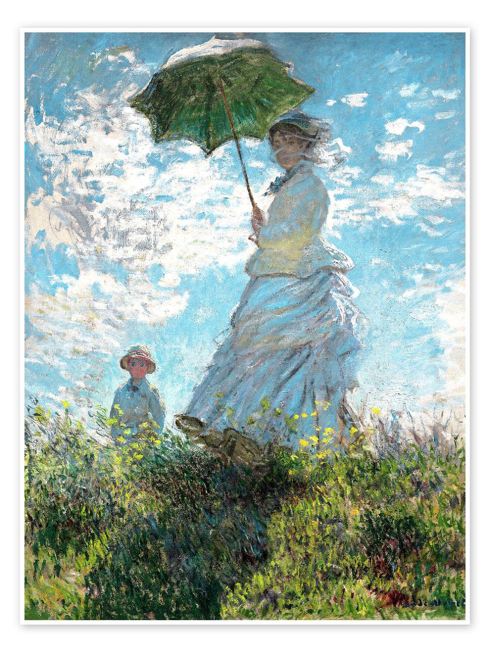 posterlounge Poster Vrouw met een Parasol - Mevrouw Monet en haar zoon