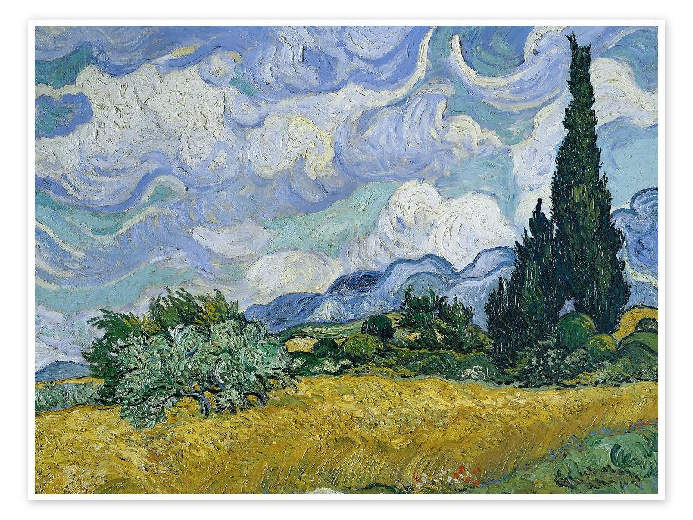 posterlounge Poster Wheat Field with Cypresses 1889