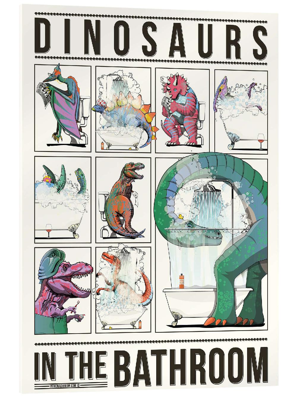 posterlounge Acrylglas print Dino's in de badkamer