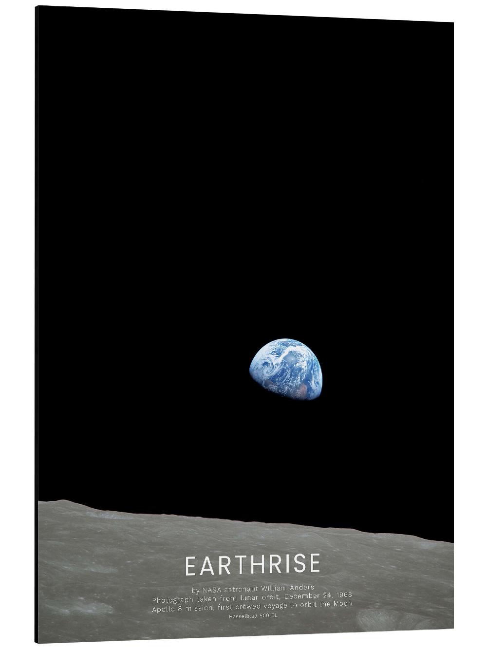 posterlounge Aluminium print Earthrise - Apollo 8