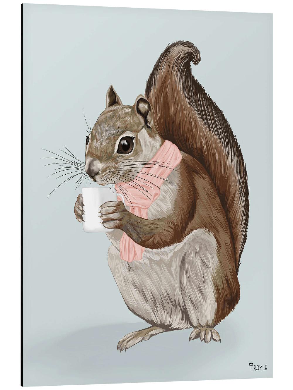 posterlounge Aluminium print Teatime with Squirrel