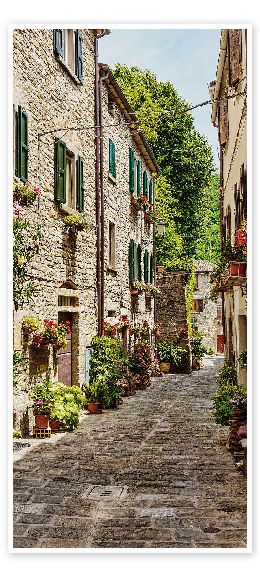 posterlounge Deurposter Flower Lane in Italy