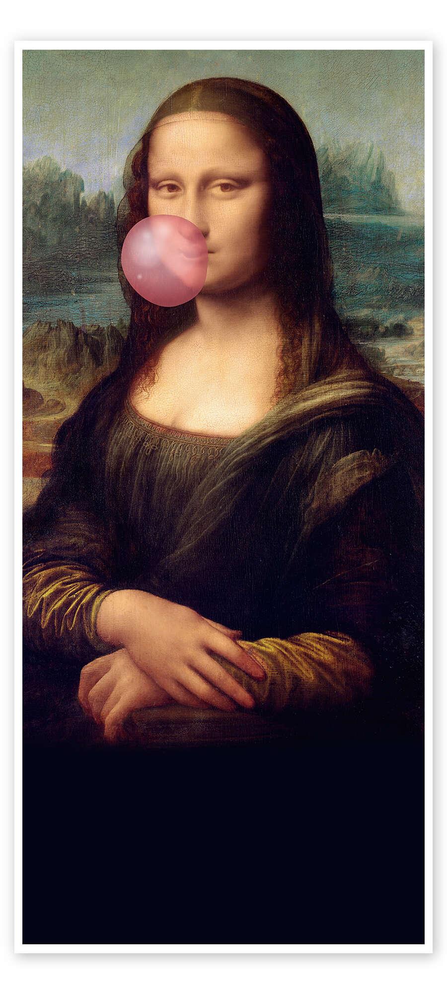 posterlounge Deurposter Mona Lisa met kauwgom
