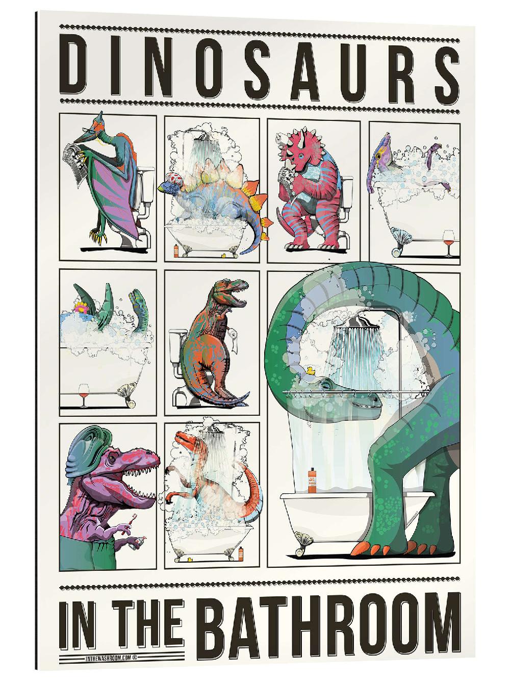 posterlounge Gallery print Dino's in de badkamer