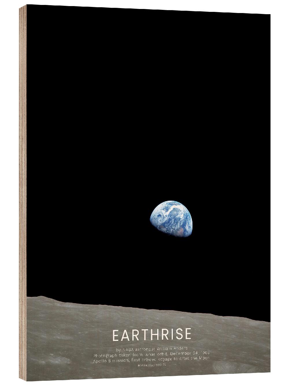 posterlounge Hout print Earthrise - Apollo 8