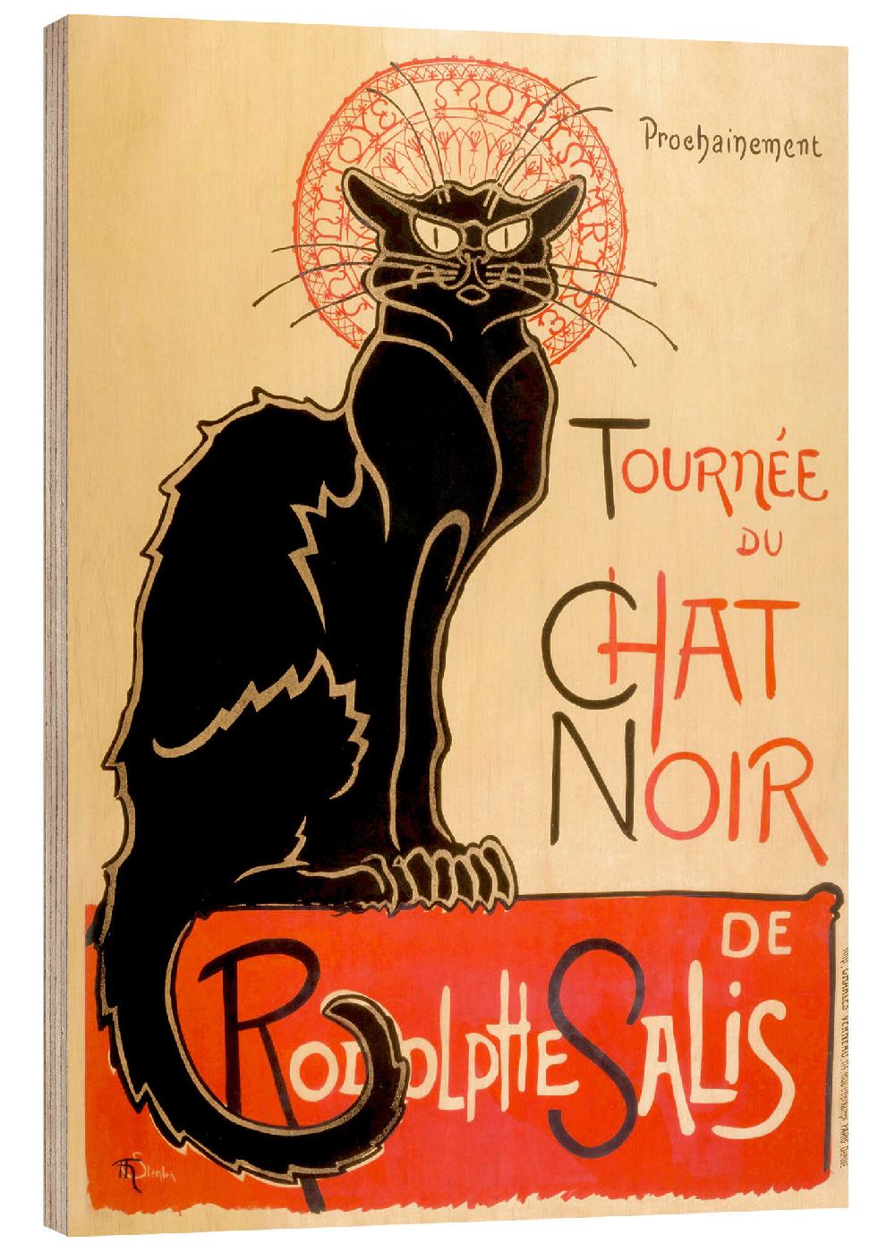 posterlounge Hout print Le Chat Noir